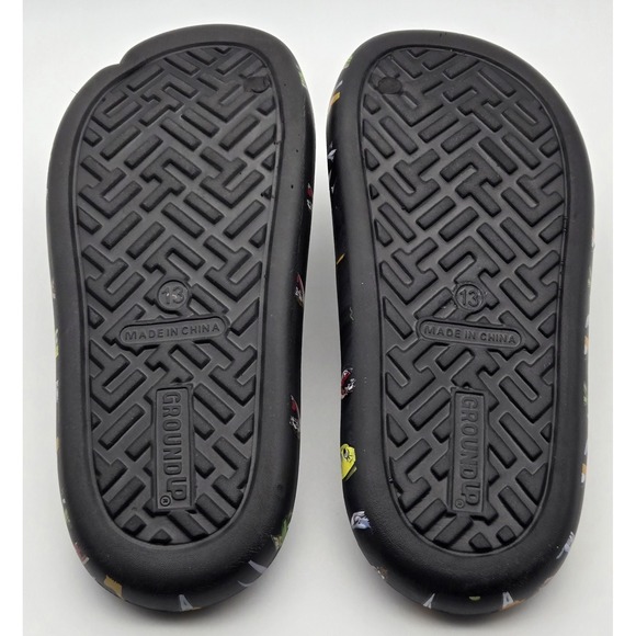 Ground Up Looney Tunes Flip Flops Mens 13 Black Cartoon Character Slide Sandals - Picture 8 of 10